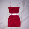 CRYSTAL STRAP DRESS RED